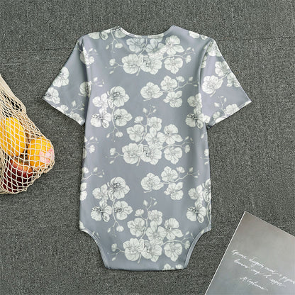 Drawing Orchid Pattern Print Men's Bodysuit