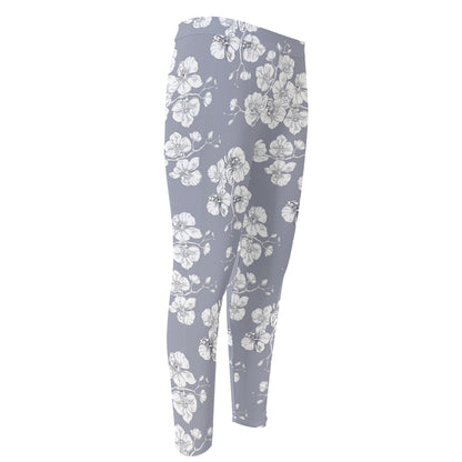 Drawing Orchid Pattern Print Men's Compression Pants