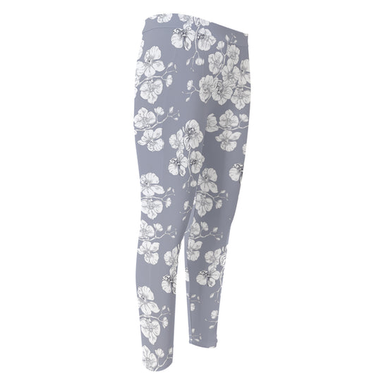 Drawing Orchid Pattern Print Men's Compression Pants