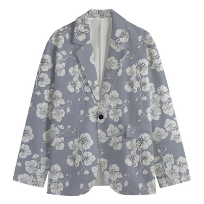 Drawing Orchid Pattern Print Men's Cotton Blazer