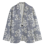 Drawing Orchid Pattern Print Men's Cotton Blazer