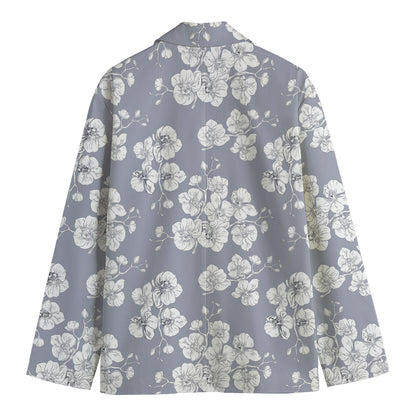 Drawing Orchid Pattern Print Men's Cotton Blazer