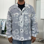 Drawing Orchid Pattern Print Men's Shirt Jacket