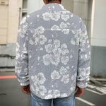 Drawing Orchid Pattern Print Men's Shirt Jacket