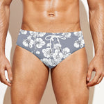 Drawing Orchid Pattern Print Men's Swim Briefs