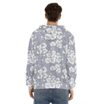 Drawing Orchid Pattern Print Men's Velvet Pullover Hoodie