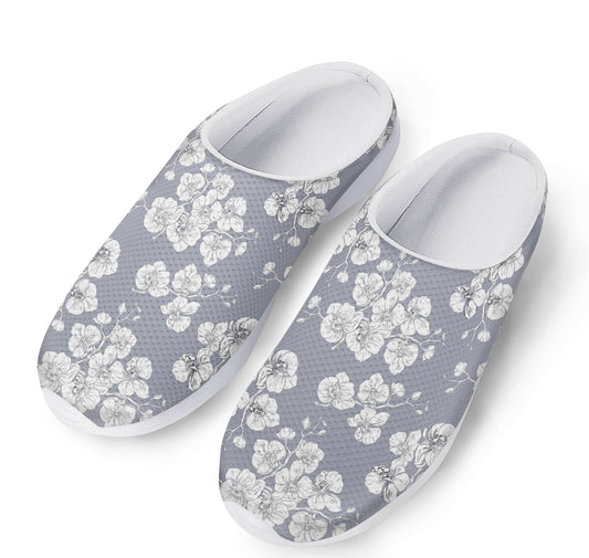 Drawing Orchid Pattern Print Mesh Casual Shoes