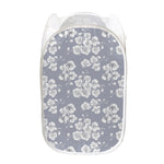 Drawing Orchid Pattern Print Mesh Laundry Hamper