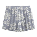 Drawing Orchid Pattern Print Mesh Shorts