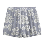 Drawing Orchid Pattern Print Mesh Shorts