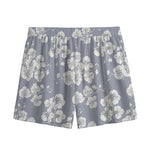 Drawing Orchid Pattern Print Mesh Shorts