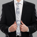 Drawing Orchid Pattern Print Necktie