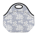 Drawing Orchid Pattern Print Neoprene Lunch Bag