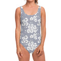 Drawing Orchid Pattern Print One Piece Swimsuit