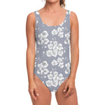 Drawing Orchid Pattern Print One Piece Swimsuit
