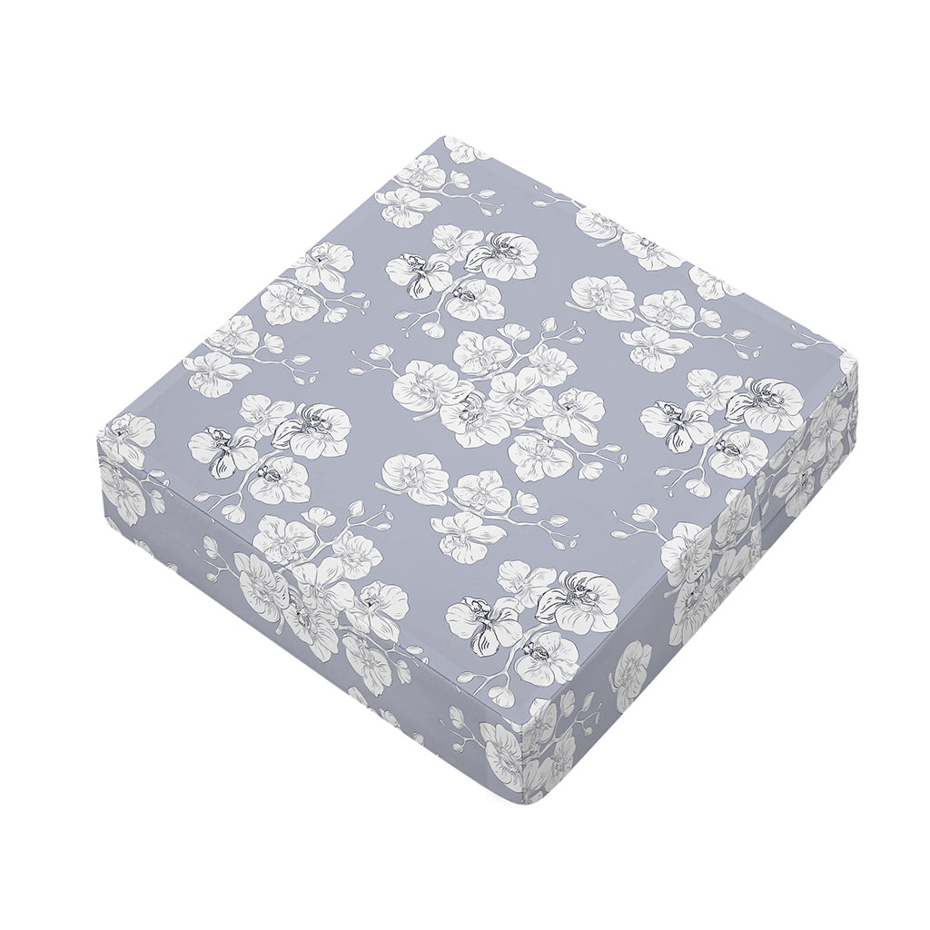 Drawing Orchid Pattern Print Outdoor Seat Cushion Cover
