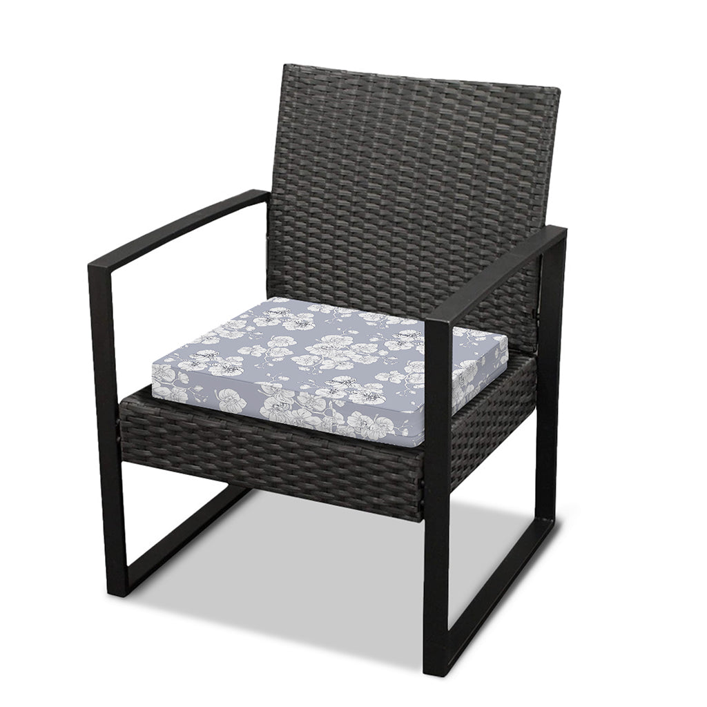Drawing Orchid Pattern Print Outdoor Seat Cushion Cover