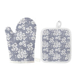 Drawing Orchid Pattern Print Oven Mitt And Pot Holder Set