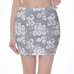 Drawing Orchid Pattern Print Pencil Mini Skirt