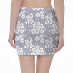 Drawing Orchid Pattern Print Pencil Mini Skirt