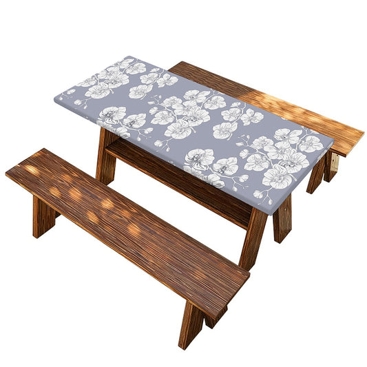 Drawing Orchid Pattern Print Picnic Table Cover