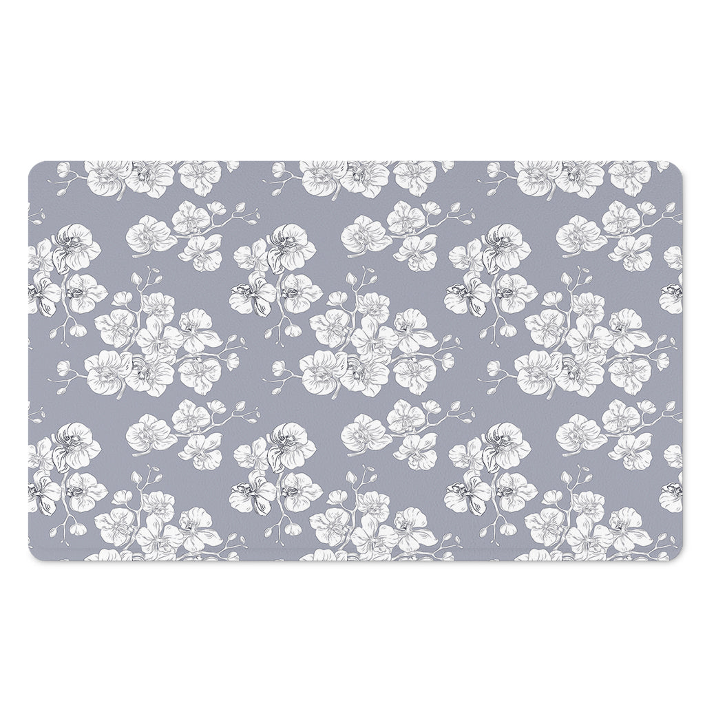 Drawing Orchid Pattern Print Polyester Doormat
