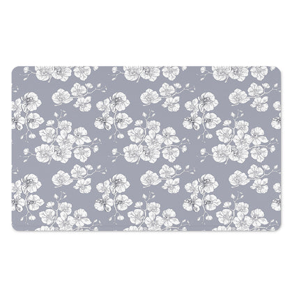 Drawing Orchid Pattern Print Polyester Doormat