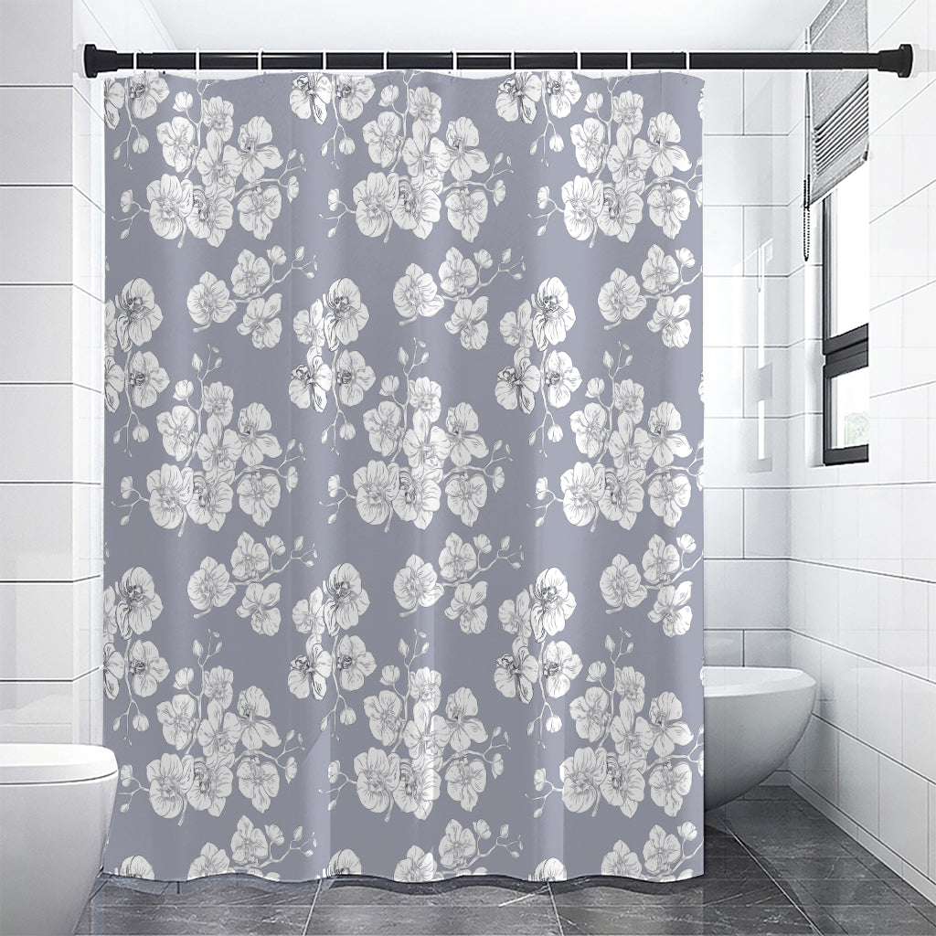 Drawing Orchid Pattern Print Premium Shower Curtain