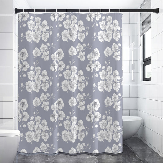 Drawing Orchid Pattern Print Premium Shower Curtain