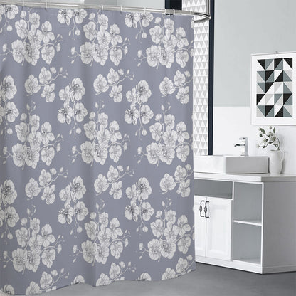 Drawing Orchid Pattern Print Premium Shower Curtain