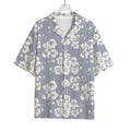Drawing Orchid Pattern Print Rayon Hawaiian Shirt