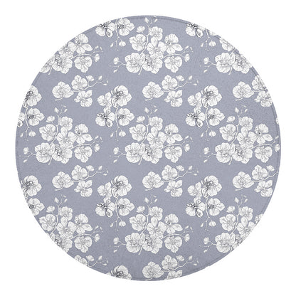 Drawing Orchid Pattern Print Round Blanket