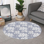 Drawing Orchid Pattern Print Round Rug