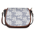 Drawing Orchid Pattern Print Saddle Bag