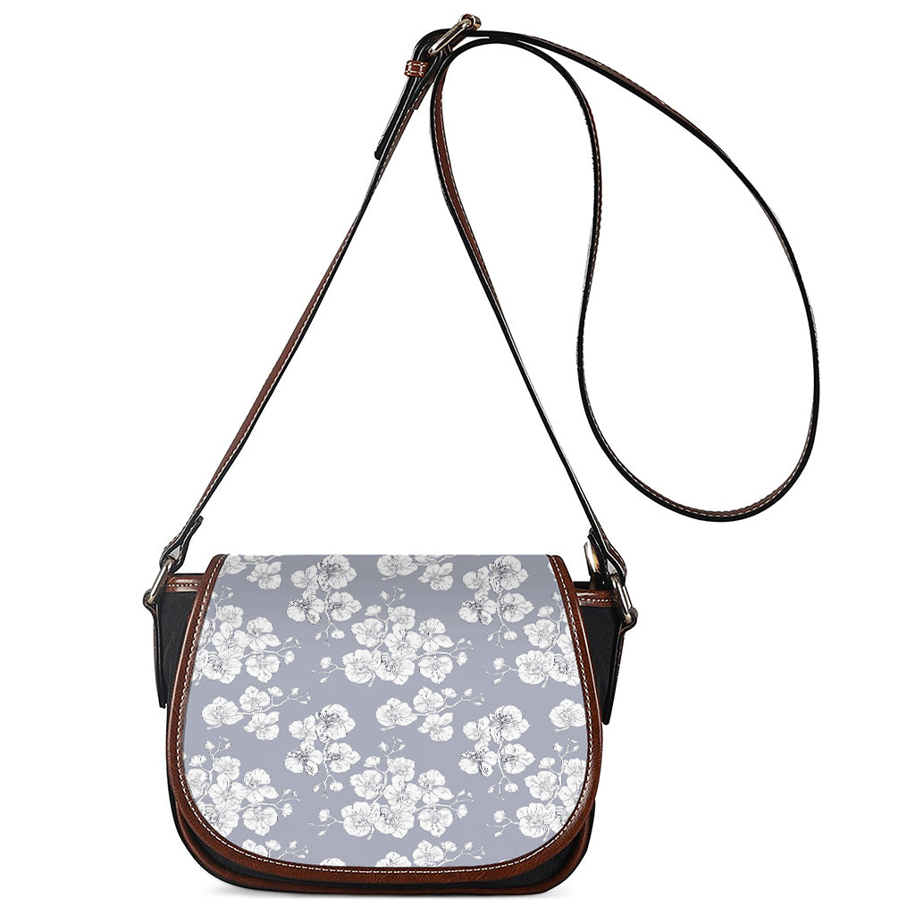 Drawing Orchid Pattern Print Saddle Bag