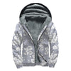 Drawing Orchid Pattern Print Sherpa Lined Zip Up Hoodie