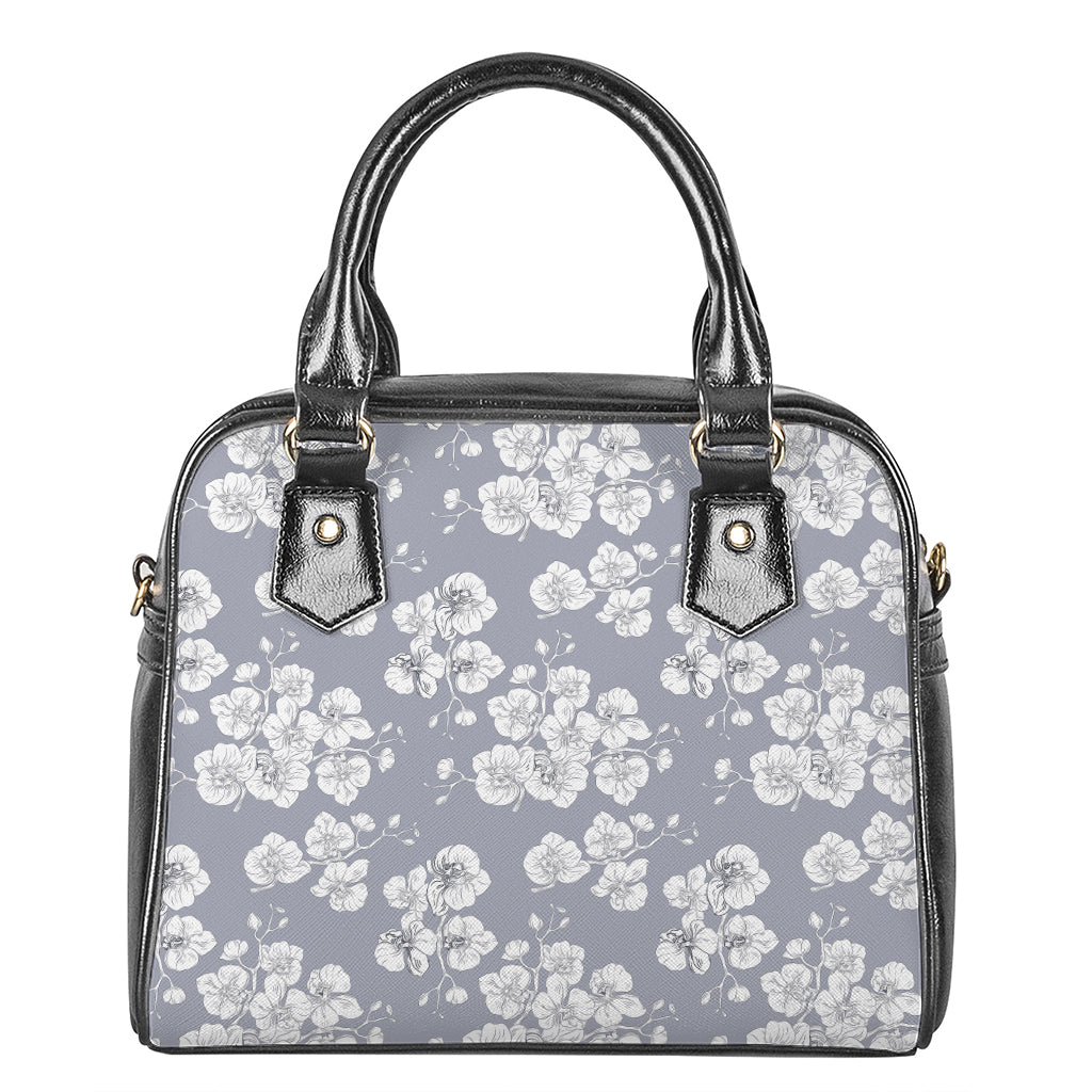 Drawing Orchid Pattern Print Shoulder Handbag