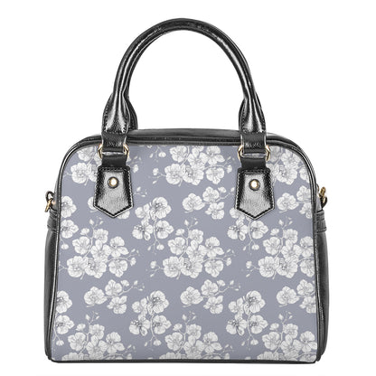 Drawing Orchid Pattern Print Shoulder Handbag