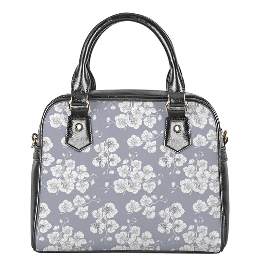 Drawing Orchid Pattern Print Shoulder Handbag