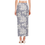 Drawing Orchid Pattern Print Side Slit Maxi Skirt