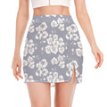 Drawing Orchid Pattern Print Side Slit Mini Skirt