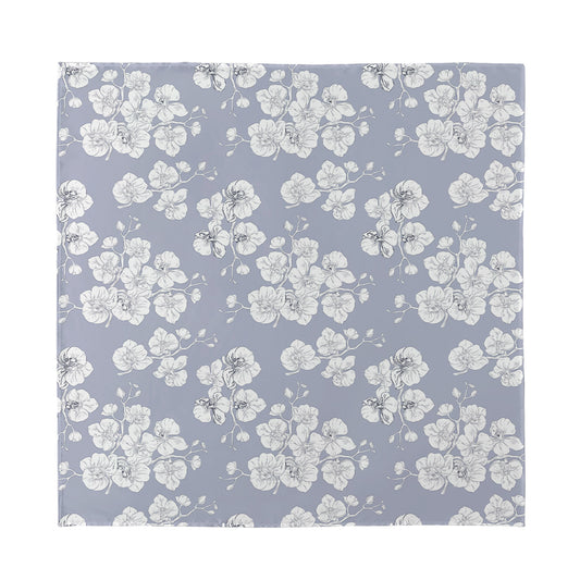 Drawing Orchid Pattern Print Silk Bandana