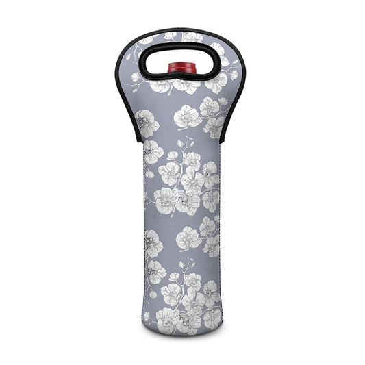 Drawing Orchid Pattern Print Single Neoprene Wine Tote