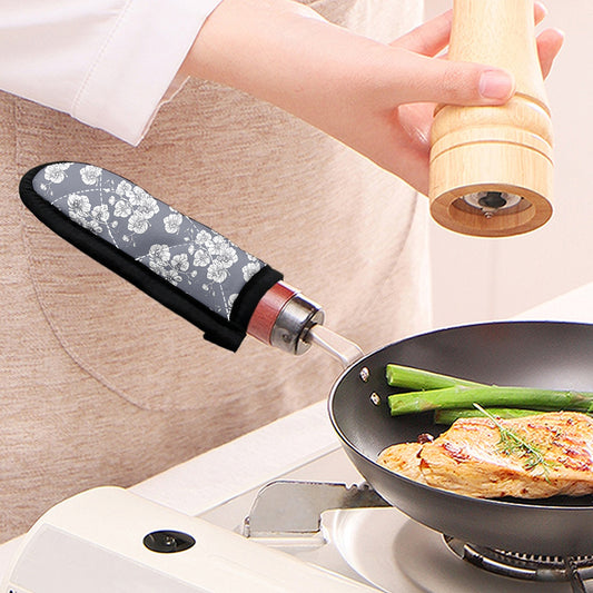 Drawing Orchid Pattern Print Skillet Handle Cover