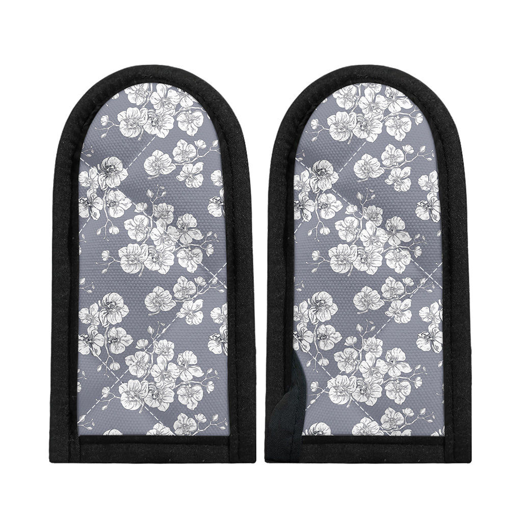 Drawing Orchid Pattern Print Skillet Handle Cover