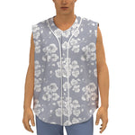 Drawing Orchid Pattern Print Sleeveless Baseball Jersey
