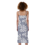 Drawing Orchid Pattern Print Slim Fit Midi Cami Dress