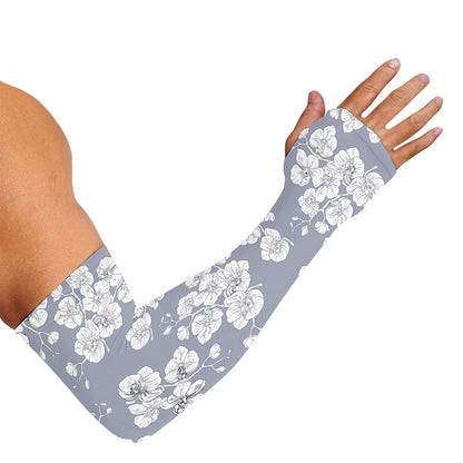 Drawing Orchid Pattern Print Sun Protection Arm Sleeves