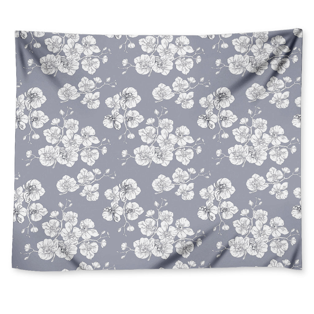 Drawing Orchid Pattern Print Tapestry