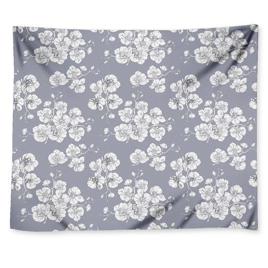 Drawing Orchid Pattern Print Tapestry